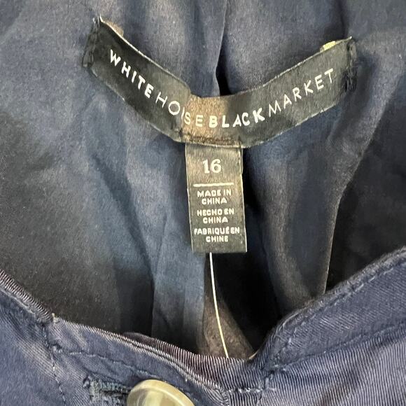 NWT White House Black Market Long Sleeve Soft Jacket Sz 16 Navy Waist Drawstring - Picture 6 of 8